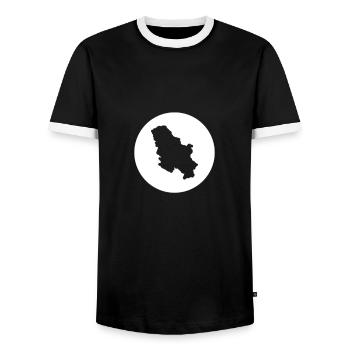 Serbia Map Serbian Serb - Men's Ringer Shirt - black/white - Front - AI Model Female 172 light (172cm) & AI Model Male 178 light (178cm)