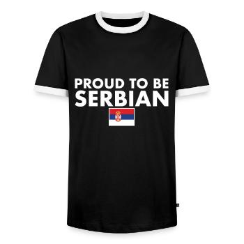 Fier d’être serbe Serbie Drapeau serbe Serbie - T-shirt contrasté Homme - noir/blanc - Devant - AI Model Female 172 light (172cm) & AI Model Male 178 light (178cm)