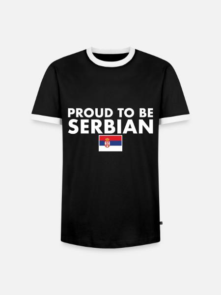 Proud To Be Serbian Serbia Serbian Flag Serbia - Men's Ringer Shirt - black/white