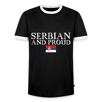 Serbe Et Fier Serbie Drapeau Serbe Serbe - T-shirt contrasté Homme - noir/blanc - Devant - AI Model Female 172 light (172cm) & AI Model Male 178 light (178cm)