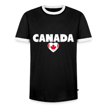 Canada Canada Canadian Flag Canadian - Men's Ringer Shirt - black/white - Front - AI Model Female 172 light (172cm) & AI Model Male 178 light (178cm)