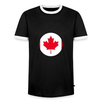 Canada Drapeau canadien Canadien - T-shirt contrasté Homme - noir/blanc - Devant - AI Model Female 172 light (172cm) & AI Model Male 178 light (178cm)