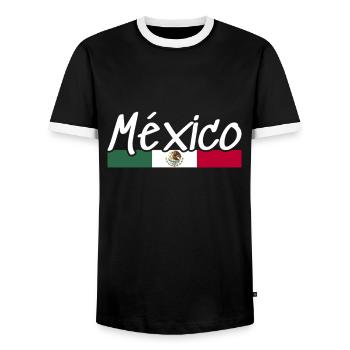 Mexico Mexican Flag Mexican - Men's Ringer Shirt - black/white - Front - AI Model Female 172 light (172cm) & AI Model Male 178 light (178cm)