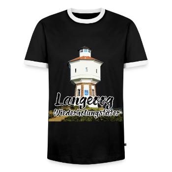 Langeoog Leuchtturm Insel - Männer Kontrast-T-Shirt - Schwarz/Weiß - Vorne - AI Model Female 172 light (172cm) & AI Model Male 178 light (178cm)