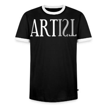 Artists - Men's Ringer Shirt - black/white - Front - AI Model Female 172 light (172cm) & AI Model Male 178 light (178cm)