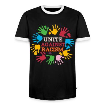 Antirassismus - Männer Kontrast-T-Shirt - Schwarz/Weiß - Vorne - AI Model Female 172 light (172cm) & AI Model Male 178 light (178cm)