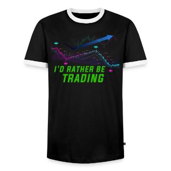 Chemise de trader - Je préfère trader - T-shirt contrasté Homme - noir/blanc - Devant - AI Model Female 172 light (172cm) & AI Model Male 178 light (178cm)