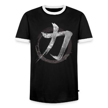 Japanische Syische Symbol Kanji Stärke - Japan-Liebhaber - Mot - Männer Kontrast-T-Shirt - Schwarz/Weiß - Vorne - AI Model Female 172 light (172cm) & AI Model Male 178 light (178cm)