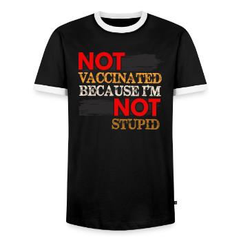 Nicht geimpft, weil ich nicht dumm bin - Anti-Vax - Männer Kontrast-T-Shirt - Schwarz/Weiß - Vorne - AI Model Female 172 light (172cm) & AI Model Male 178 light (178cm)