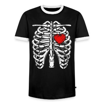 Rib Cage - Heart - Skeleton - Anatomy - X-Ray - Ha - Men's Ringer Shirt - black/white - Front - AI Model Female 172 light (172cm) & AI Model Male 178 light (178cm)
