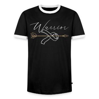 Cancer Warrior Fighter Survivor Cancer Support - Men's Ringer Shirt - black/white - Front - AI Model Female 172 light (172cm) & AI Model Male 178 light (178cm)