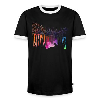 Piano Keyboard Player Music Notes Musician Pianist - Men's Ringer Shirt - black/white - Front - AI Model Female 172 light (172cm) & AI Model Male 178 light (178cm)