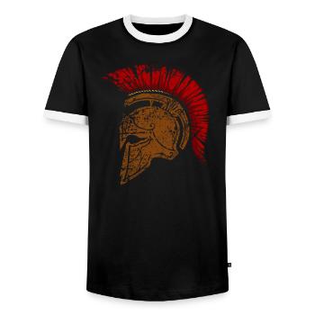Soldat spartiate Leonidas Corinthian Casque Spartan - T-shirt contrasté Homme - noir/blanc - Devant - AI Model Female 172 light (172cm) & AI Model Male 178 light (178cm)