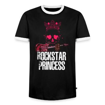 Princesse Rocker Lover Skull Funny Rock Music Girl - T-shirt contrasté Homme - noir/blanc - Devant - AI Model Female 172 light (172cm) & AI Model Male 178 light (178cm)