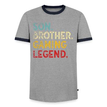 Son Brother Gaming-Legende Retro Vintage Funny Vide - Männer Kontrast-T-Shirt - Grau/Navy  - Vorne - AI Model Female 172 light (172cm) & AI Model Male 178 light (178cm)