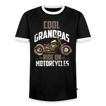 Cool Grands-pères Moto Rider Motard Drôle Père' - T-shirt contrasté Homme - noir/blanc - Devant - AI Model Female 172 light (172cm) & AI Model Male 178 light (178cm)