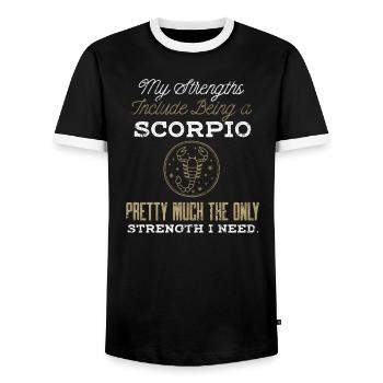 Skorpion Nur Stärke Ich brauche lustiges Horoskop Zodia - Männer Kontrast-T-Shirt - Schwarz/Weiß - Vorne - AI Model Female 172 light (172cm) & AI Model Male 178 light (178cm)