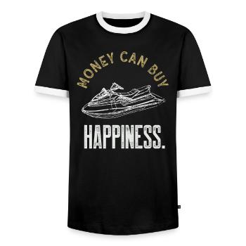 Personal Watercraft Money Can Buy Happiness Funny - Men's Ringer Shirt - black/white - Front - AI Model Female 172 light (172cm) & AI Model Male 178 light (178cm)