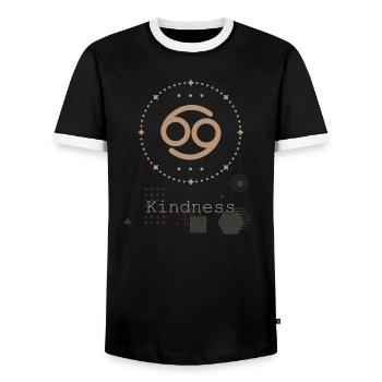 Sternzeichen Astrologie Minimalistischer geometrischer Krebs - Männer Kontrast-T-Shirt - Schwarz/Weiß - Vorne - AI Model Female 172 light (172cm) & AI Model Male 178 light (178cm)