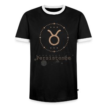 Signe du zodiaque Astrologie Minimaliste Géométrique Taureau - T-shirt contrasté Homme - noir/blanc - Devant - AI Model Female 172 light (172cm) & AI Model Male 178 light (178cm)