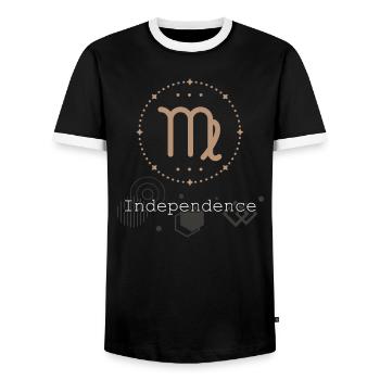 Signe du zodiaque Astrologie Géométrique minimaliste Vierge A - T-shirt contrasté Homme - noir/blanc - Devant - AI Model Female 172 light (172cm) & AI Model Male 178 light (178cm)