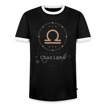 Signe du zodiaque Astrologie Minimaliste Géométrique Balance A - T-shirt contrasté Homme - noir/blanc - Devant - AI Model Female 172 light (172cm) & AI Model Male 178 light (178cm)