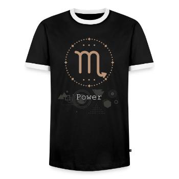 Sternzeichen Astrologie Minimalistischer geometrischer Skorpion - Männer Kontrast-T-Shirt - Schwarz/Weiß - Vorne - AI Model Female 172 light (172cm) & AI Model Male 178 light (178cm)