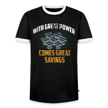 Solarenergie Sonnenkollektoren Große Einsparungen Lustig Sola - Männer Kontrast-T-Shirt - Schwarz/Weiß - Vorne - AI Model Female 172 light (172cm) & AI Model Male 178 light (178cm)