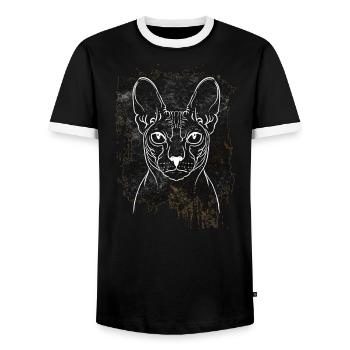 Goth Sphynx Cat Lover Hairless Feline Grunge Gothi - Men's Ringer Shirt - black/white - Front - AI Model Female 172 light (172cm) & AI Model Male 178 light (178cm)