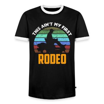 La tonte de pelouse Cowboy n’est pas mon premier rodéo Pelouse drôle - T-shirt contrasté Homme - noir/blanc - Devant - AI Model Female 172 light (172cm) & AI Model Male 178 light (178cm)