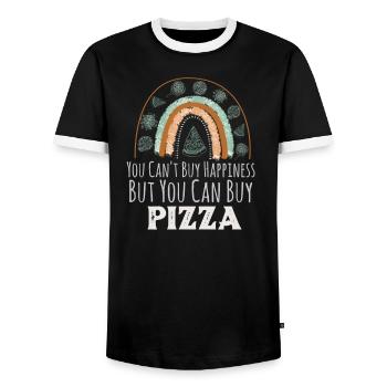 Pizza Lover Bohemian Rainbow Vous ne pouvez pas acheter Happine - T-shirt contrasté Homme - noir/blanc - Devant - AI Model Female 172 light (172cm) & AI Model Male 178 light (178cm)