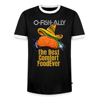 Tacos de poisson O-Fish-Ally Meilleur Comfort Food Funny Cin - T-shirt contrasté Homme - noir/blanc - Devant - AI Model Female 172 light (172cm) & AI Model Male 178 light (178cm)