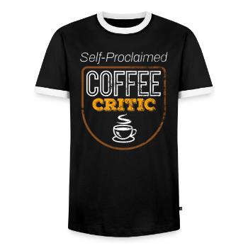 Kaffeeliebhaber Selbsternannter Kaffeekritiker Lustig C - Männer Kontrast-T-Shirt - Schwarz/Weiß - Vorne - AI Model Female 172 light (172cm) & AI Model Male 178 light (178cm)