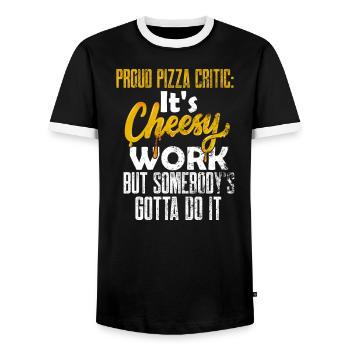 Stolzer Pizzakritiker Pizzajob Lustiger Pizzaliebhaber Piz - Männer Kontrast-T-Shirt - Schwarz/Weiß - Vorne - AI Model Female 172 light (172cm) & AI Model Male 178 light (178cm)