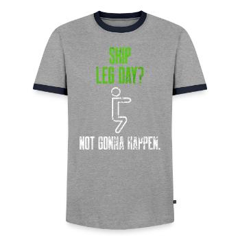 Gym Fitness Not Gonna Happen Leg Day Every Day Fun - Men's Ringer Shirt - grey/navy  - Front - AI Model Female 172 light (172cm) & AI Model Male 178 light (178cm)