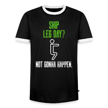 Fitnessstudio Fitness wird nicht passieren Beintag jeden Tag Spaß - Männer Kontrast-T-Shirt - Schwarz/Weiß - Vorne - AI Model Female 172 light (172cm) & AI Model Male 178 light (178cm)