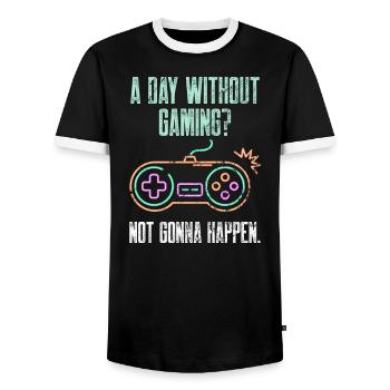Les jeux vidéo ne vont pas arriver Gaming Every Day Funn - T-shirt contrasté Homme - noir/blanc - Devant - AI Model Female 172 light (172cm) & AI Model Male 178 light (178cm)