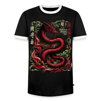 Dragon impérial : Majesté mythique - T-shirt contrasté Homme - noir/blanc - Devant - AI Model Female 172 light (172cm) & AI Model Male 178 light (178cm)