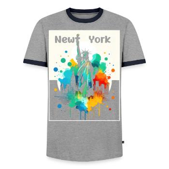 Lebendige Freiheitskunst - Männer Kontrast-T-Shirt - Grau/Navy  - Vorne - AI Model Female 172 light (172cm) & AI Model Male 178 light (178cm)