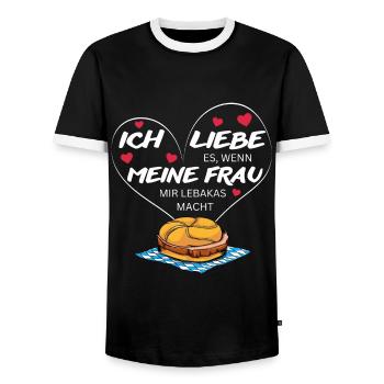 Valentinstag T-Shirt bayerisch Bayern Ehemann Herz - Männer Kontrast-T-Shirt - Schwarz/Weiß - Vorne - AI Model Female 172 light (172cm) & AI Model Male 178 light (178cm)