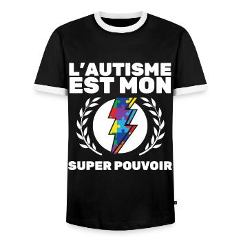 L'Autisme Est Mon Super Pouvoir Super Héro Autiste - T-shirt contrasté Homme - noir/blanc - Devant - AI Model Female 172 light (172cm) & AI Model Male 178 light (178cm)
