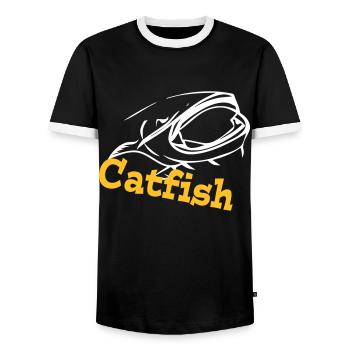 catfish - Men's Ringer Shirt - black/white - Front - AI Model Female 172 light (172cm) & AI Model Male 178 light (178cm)