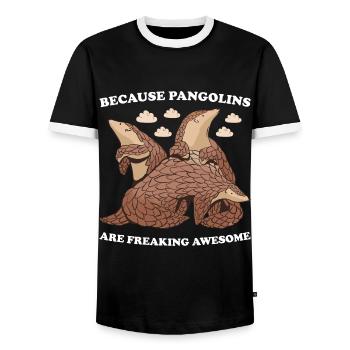 Parce que les pangolins sont des pangolins effrayants - T-shirt contrasté Homme - noir/blanc - Devant - AI Model Female 172 light (172cm) & AI Model Male 178 light (178cm)