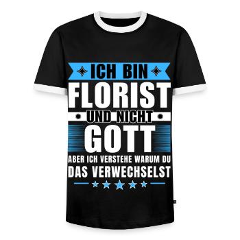 Ich bin Florist und nicht Gott - Männer Kontrast-T-Shirt - Schwarz/Weiß - Vorne - AI Model Female 172 light (172cm) & AI Model Male 178 light (178cm)