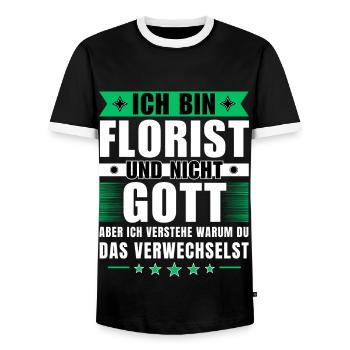 Ich bin Florist und nicht Gott - Männer Kontrast-T-Shirt - Schwarz/Weiß - Vorne - AI Model Female 172 light (172cm) & AI Model Male 178 light (178cm)