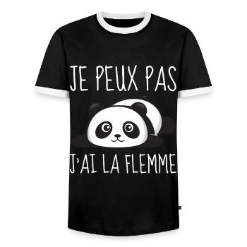 Je peux pas j'ai la flemme - T-shirt contrasté Homme - noir/blanc - Devant - AI Model Female 172 light (172cm) & AI Model Male 178 light (178cm)