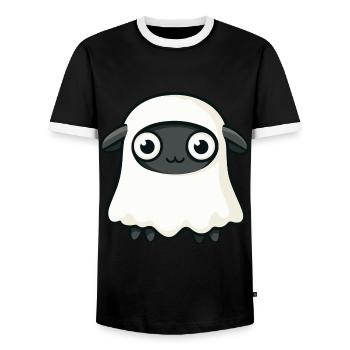 Schaf Halloween Lustig Geist - Männer Kontrast-T-Shirt - Schwarz/Weiß - Vorne - AI Model Female 172 light (172cm) & AI Model Male 178 light (178cm)