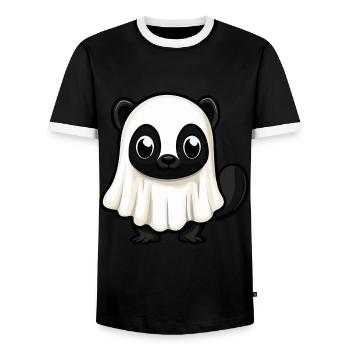 Skunk Halloween Funny Ghost - Men's Ringer Shirt - black/white - Front - AI Model Female 172 light (172cm) & AI Model Male 178 light (178cm)