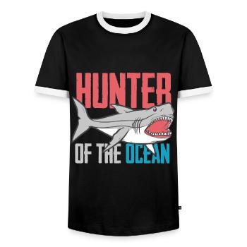 Requin - cadeau de océan de chemise de vacances de plage - T-shirt contrasté Homme - noir/blanc - Devant - AI Model Female 172 light (172cm) & AI Model Male 178 light (178cm)