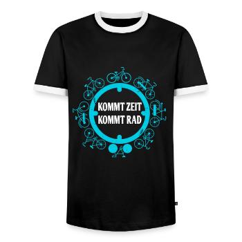 Fahrrad – Shirt Fahrradverleih Drahtesel Geschenk - Männer Kontrast-T-Shirt - Schwarz/Weiß - Vorne - AI Model Female 172 light (172cm) & AI Model Male 178 light (178cm)